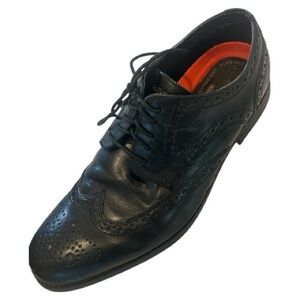Rockport Black Leather Oxford with Brogue Detailing Size 11